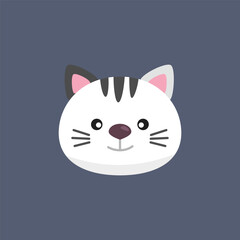 white cat head in flat vector design.