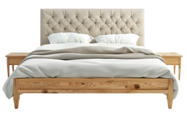 Cozy Scandinavian bed design in a bright setting isolated on transparent background