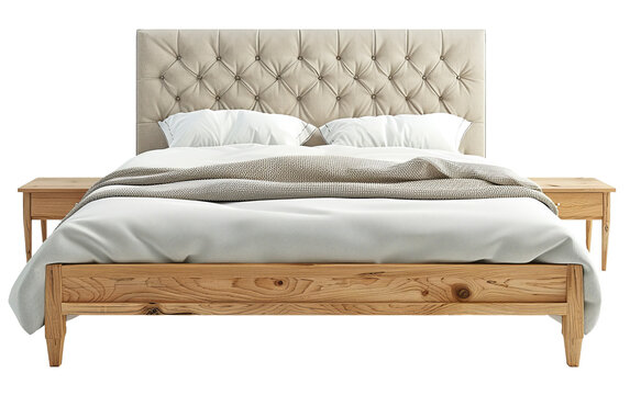 Cozy Scandinavian bed design in a bright setting isolated on transparent background