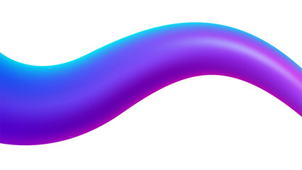 3D Fluid Wave Shape of Purple Smooth Gradient Isolated on White Background, Vector Illustration