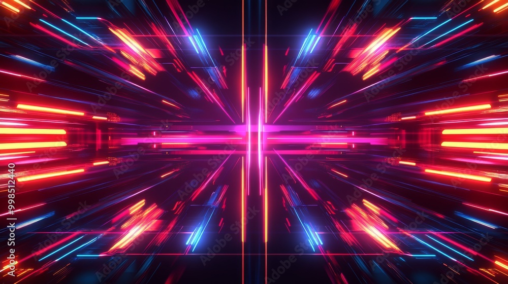 Aufkleber luminescent futurism: abstract neon pattern with metallic shine, ideal for tech and business concept