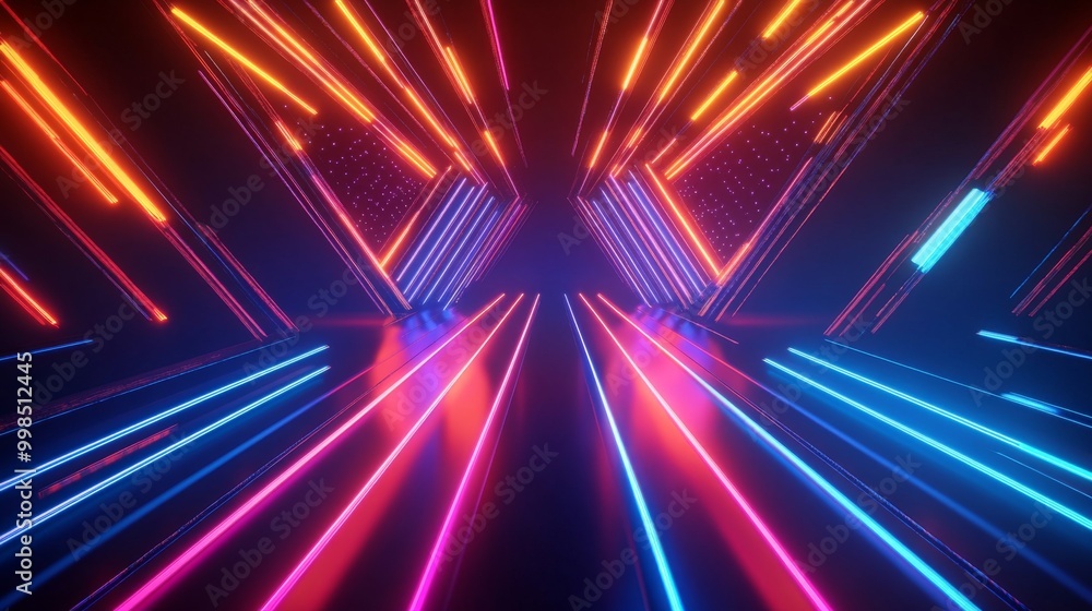 Aufkleber luminescent futurism: abstract neon pattern with metallic enhancements for tech and business designs