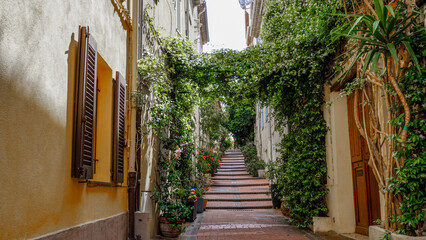 02_A look at a colorful street in the old town of Antibes, France.