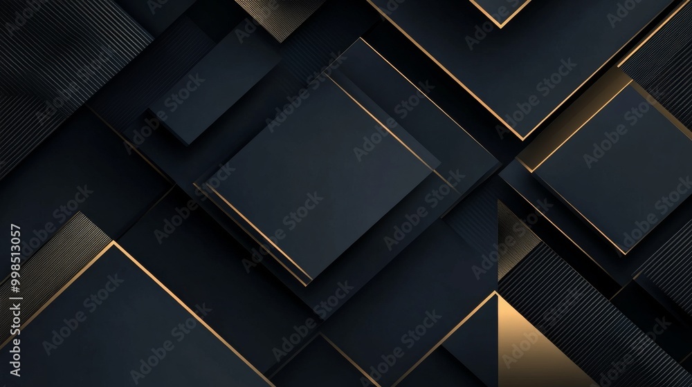Poster futuristic tech geometric pattern with metallic elements on dark background for professional present