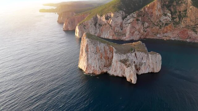 Aerial view of the Porto Flavia and Pan di Zucchero, Sardinia, Italy.