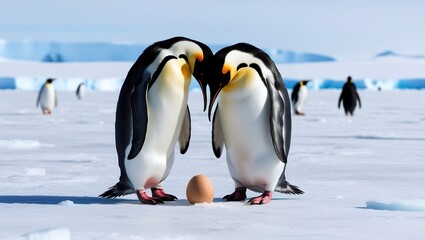 Obraz premium two penguins on the snow