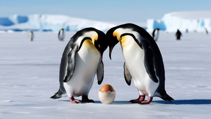 Obraz premium two penguins on the snow