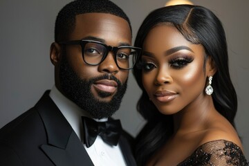A Couple in Formal Attire Posing Together