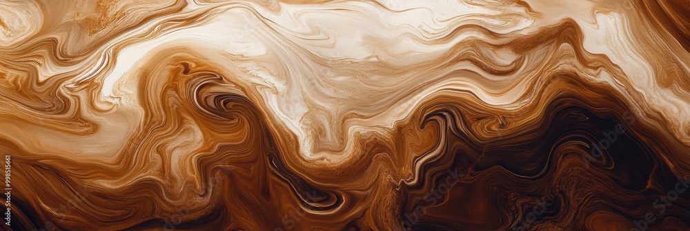 Poster A beautiful marbled effect emerges as coffee and cream swirl together, forming intricate patterns of light and dark browns. Generative AI