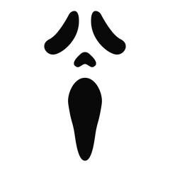 Scream mask vector illustration. Scary face icon. Ghost face symbol. Horror movie killer mask sign. Scream Halloween costume pictogram. Death character concept.