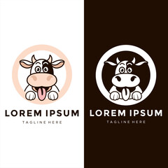 funny cow head logo design
