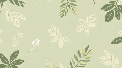 Seamless pattern with leaves. Vector floral background in pastel colors.