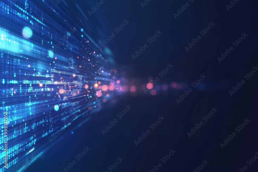 Poster abstract blue blurred background with dots and lines, a technology banner design for business presen