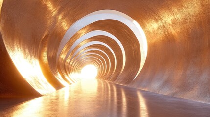 Obraz premium Light shining at end of golden tunnel representing hope and success