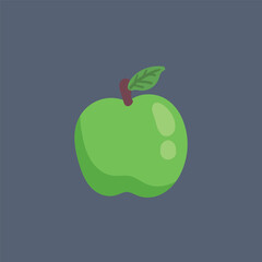 Green apple fruit in flat vector design.