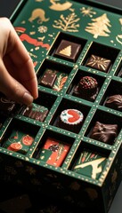 Festive Christmas Advent Calendar Revealing Chocolate Treats - Perfect for Holiday Celebrations