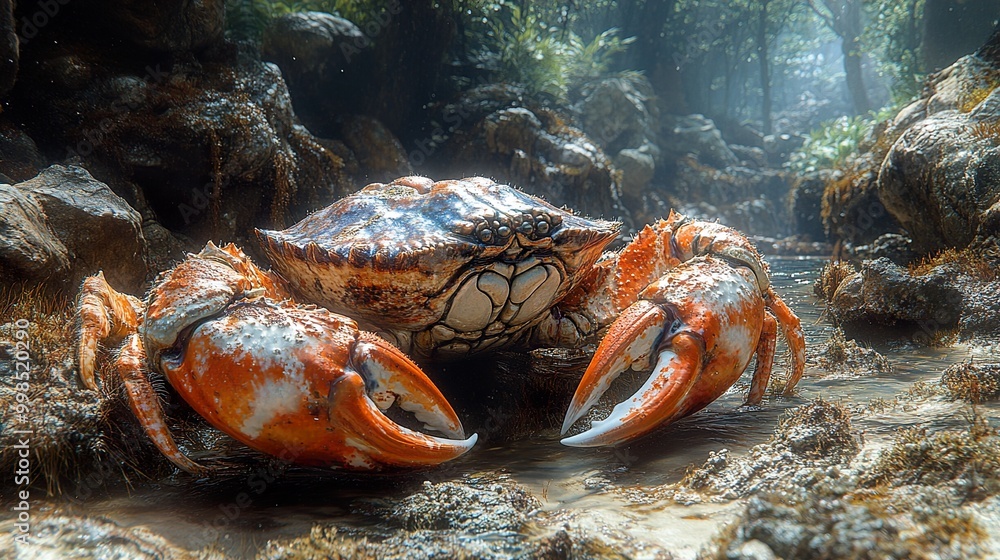 Poster Close Up of a Crab in a Tropical Stream