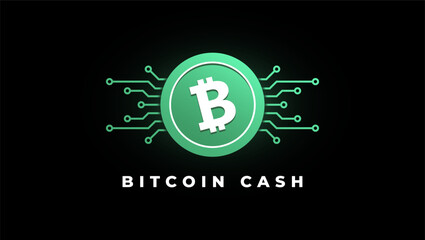 Bitcoin Cash (BCH) cryptocurrency logo vector illustration for background or banner.