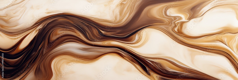 Leinwandbilder a mesmerizing blend of coffee and cream forms a striking marbled pattern, displaying rich hues that 