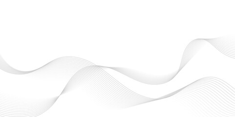 Gray wave curve lines abstract background with flowing particles. Digital energy waves technology concept. Modern backdrop design for business, presentation, banner.