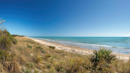 tropical beach panorama, seascape with a wide horizon