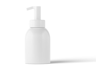 Cosmetic bottle without label, plastic bottle with dispenser mockup for liquid soap, shampoo, shower gel, lotion, body milk isolated on white background.