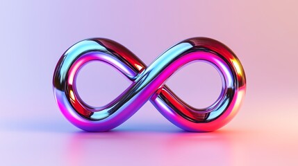 Naklejka premium A sleek modern infinity symbol, representing concepts of limitless potential, continuity, or eternal value. The symbol is rendered in a smooth, metallic or gradient finish.