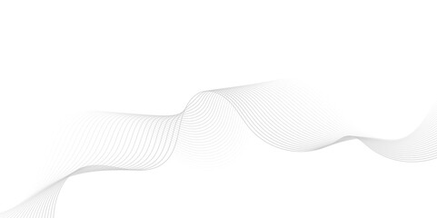 Gray wave curve lines abstract background with flowing particles. Digital energy waves technology concept. Modern backdrop design for business, presentation, banner.