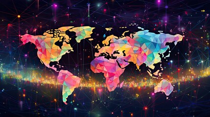 worldwide network connection, digital art illustration