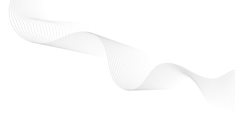 Gray wave curve lines abstract background with flowing particles. Digital energy waves technology concept. Modern backdrop design for business, presentation, banner.