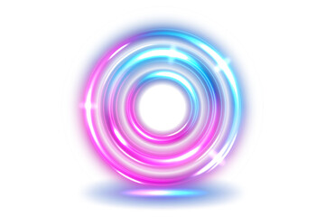 Rounded Gold Blue Light Shiny, Isolated on White Background, Vector Illustration