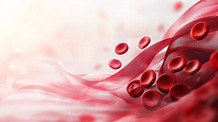 Abstract Artistic Representation of Red Blood Cells Flowing Through Veins with Soft Light and Fluid Motion