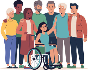 vector flat diverse group of happy business people work together entrepreneurs office workers	