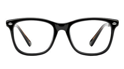 Classic black eyeglasses resting on a clean surface, showcasing timeless style and elegance