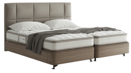 Cozy and modern bed with plush pillows in an elegant interior design setting