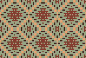 Aztec Pixel Arabic Pattern Designfolk Embroidery, Aztec Geometric Ornament Print. Design for Carpet, Wallpaper, Clothing, Wrapping, Fabric