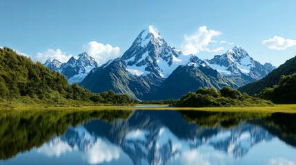 Fototapeta premium Majestic Mountains and Serene Reflection in Water