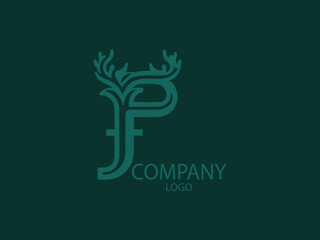 Letter F with Branched Deer Antlers Symbol of Strength and Grace Vector Logo Letter F Shaped with Forest Style F Deer Antlers