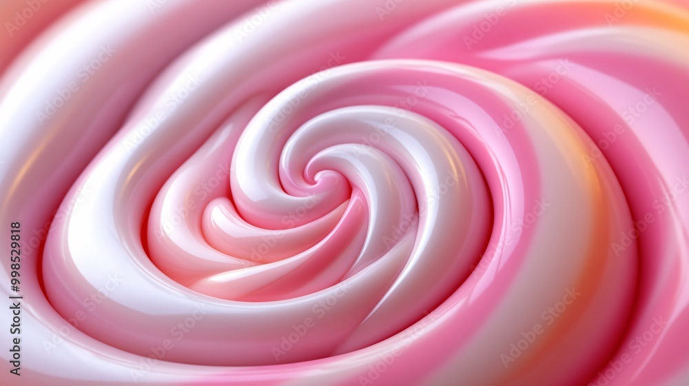 Poster abstract swirl of pink and white creamy texture with smooth gradient and glossy finish