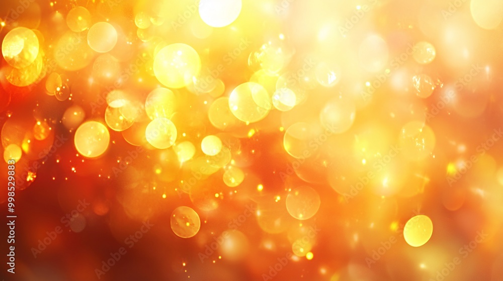 Poster golden bokeh background with warm glowing light and sparkling abstract circles for festive and celeb