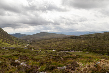 Hiking route across Carn Eighe, Glen Affric Scottish highlands