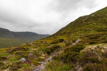 Hiking route across Carn Eighe, Glen Affric Scottish highlands