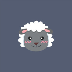 cute sheep head in flat vector design.