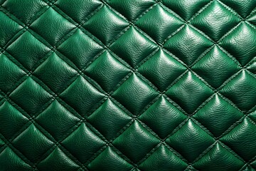 Vibrant Green Leather Quilted Texture Luxurious Fabric Design Patterns