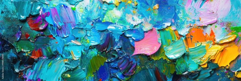 Poster the artwork features a palette filled with vivid paints and lively brushstrokes creating an abstract