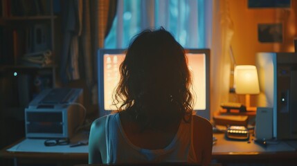 Obraz premium A Woman Near A Computer
