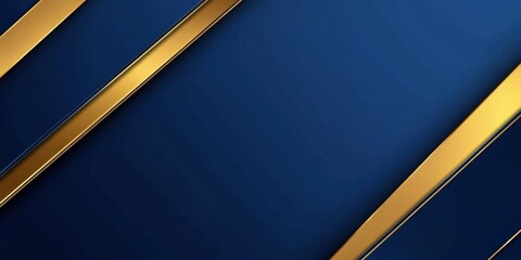 Blue background with golden frame presentation design template, blue and gold abstract geometric shape background for PowerPoint, cover, or flyer illustration Generative AI