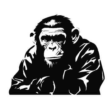 recommend clip art: Chimpanzee Silhouette Design for Animal and Nature Concept