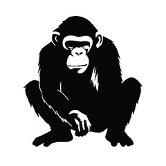 Chimpanzee Silhouette Art – Wildlife Vector for Branding and Logo