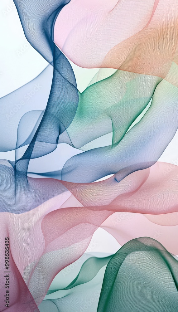 Poster minimalist abstract background with overlapping pastel waves for wellness and calm design